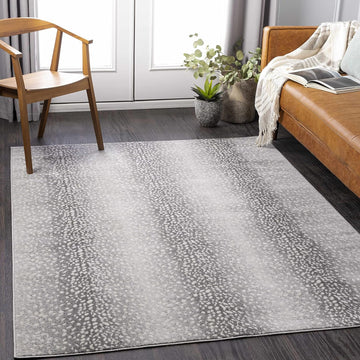 Pembroke Living Room, Bedroom Area Rug - Animal Print Antelope Striped Ombre - Contemporary Modern Minimalist