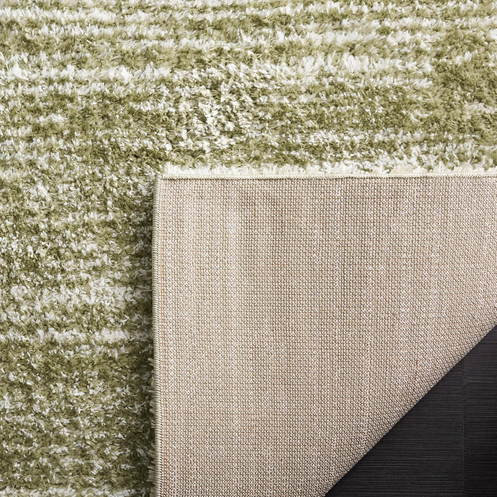 Tahoe Shag Collection Area Rug - 5' Square, Sage/Ivory, Geometric Design, Plush 1.2 Inch Thick Ideal for High Traffic