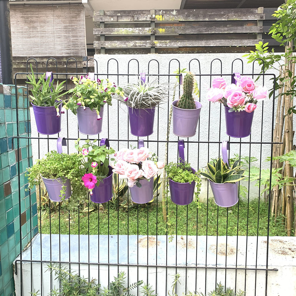LaLaGreen Outdoor Rail Planter (4 in, 10 Pack) Purple Metal Railing Pots
