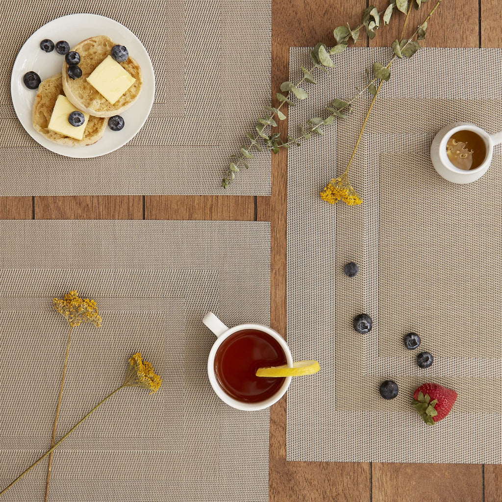 Vinyl Tabletop Collection, Placemat Set, 13x17.25, Stone, 6 Piece