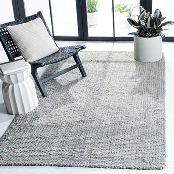 Natural Fiber Collection Area Rug - 7' Square, Grey, Handmade Farmhouse Jute, Ideal for High Traffic Areas (NF730F)