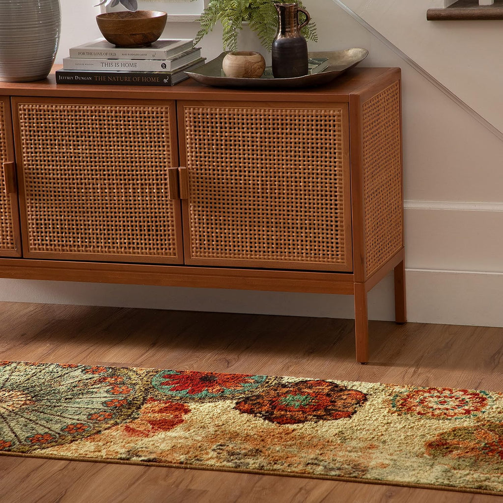 Caravan Ornamental Floral Medallion 1' 8" x 2' 10" Area Rug - Orange - Perfect