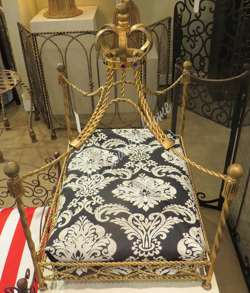 Jeweled Crown Gold Iron Dog Bed | Pet Canopy Metal Royal