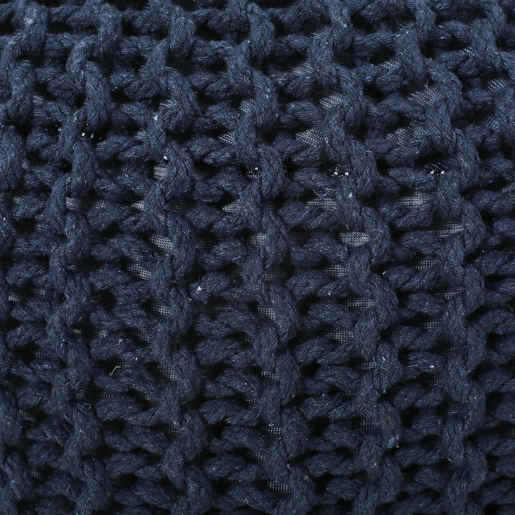 Nahunta Knitted Round Pouf - Cotton - Navy