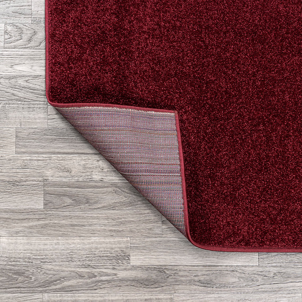 Solid Low-Pile Oval Rug 3X5 Dark Red, Coastal Indoor Rug