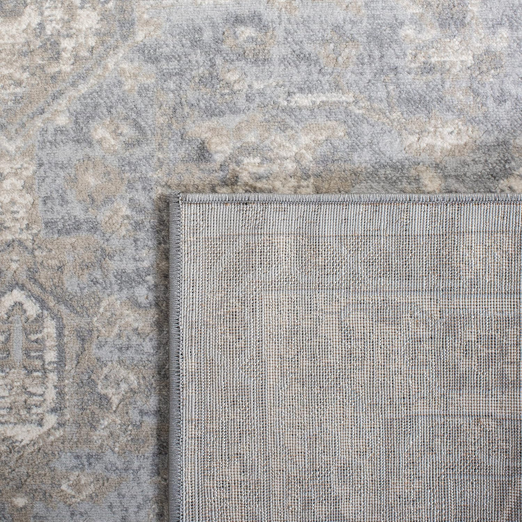 Brentwood Collection Area Rug - 5'3" x 7'6", Grey & Beige, Medallion Distressed Design, Non-Shedding & Easy Care