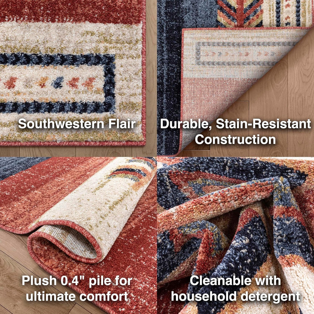 Dustin Crimson Southwestern Medallion Area Rug