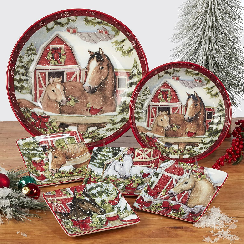Homestead Christmas Rectangular Platter 14in x 10in, Multicolor, Large