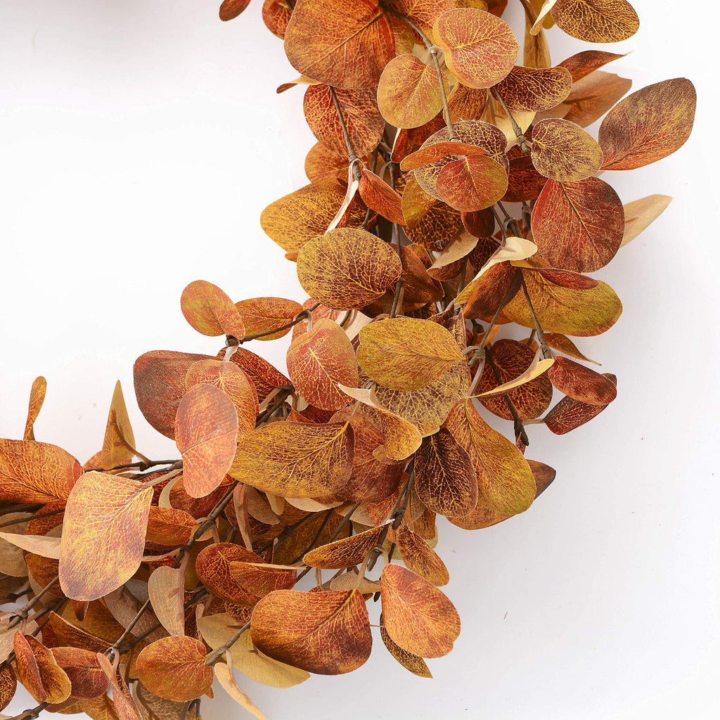 20" Fall Wreath for Front Door, Golden Eucalyptus Leaves
