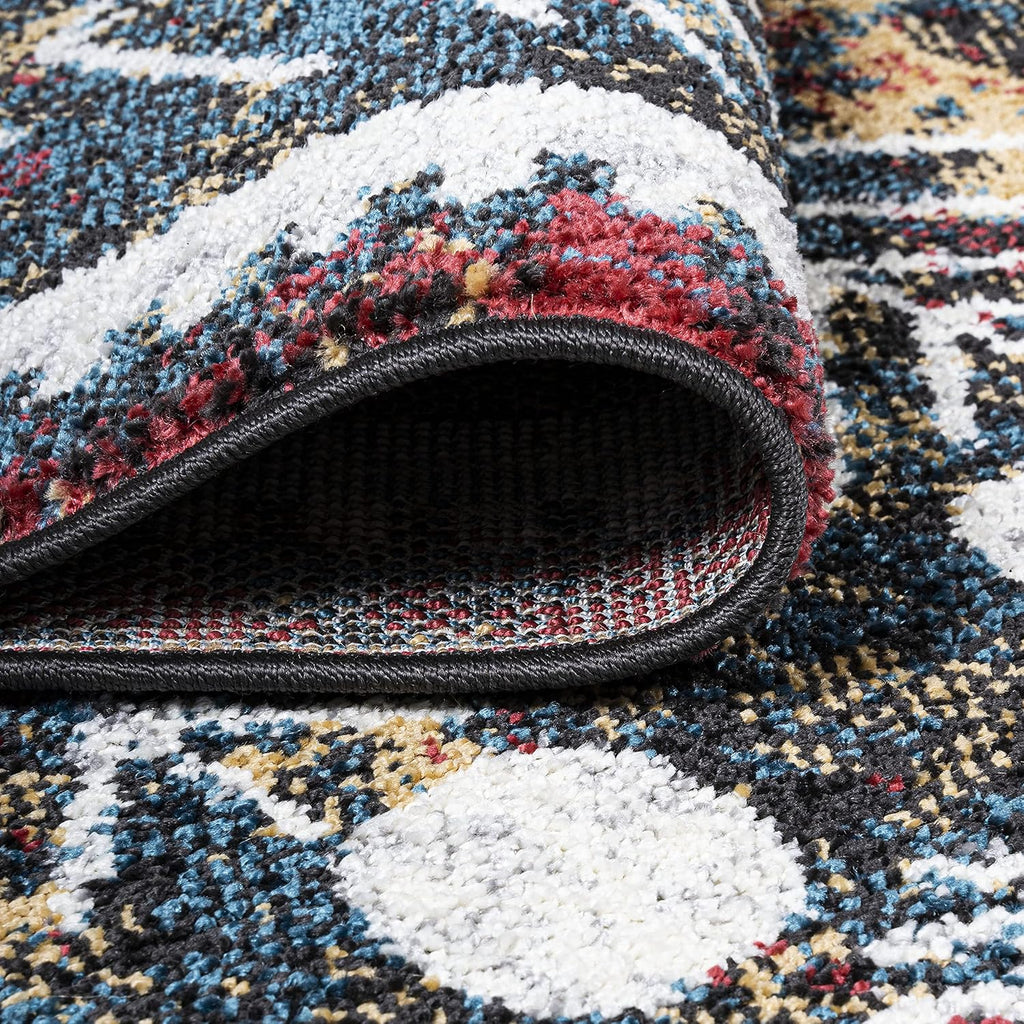 Dhiya Distressed Kilim Multi Indoor Area Rug, Bohemian, Vintage, Easy-Cleaning, Pet Friendly, Non-Shedding