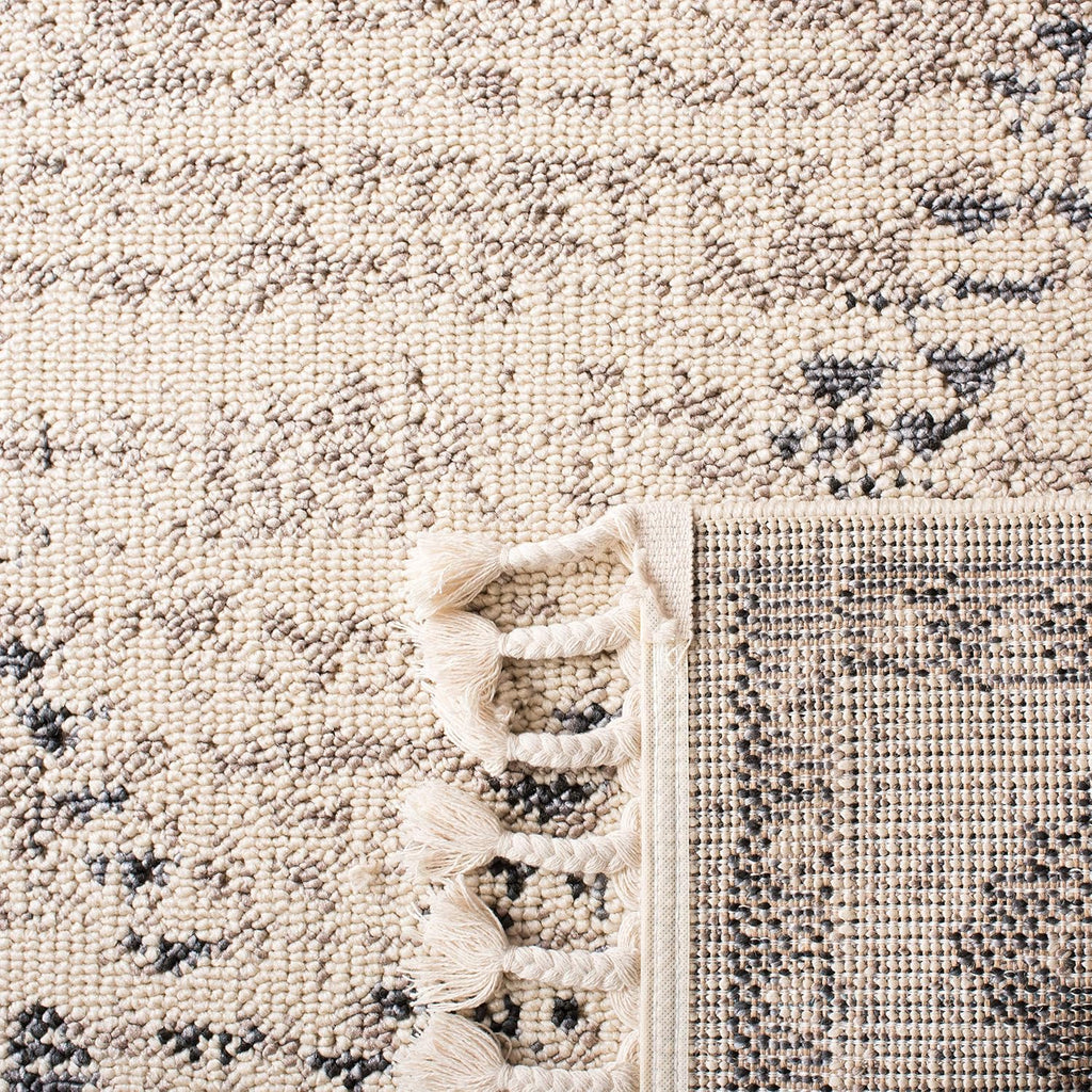 Marrakech Collection Accent Rug - 4' x 6', Ivory & Grey, Handmade Moroccan Boho Tribal Tassel, Ideal for High Traffic