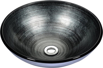 Stella Tempered Glass Vessel Bowl Sink in Preccious Storm | Dark Grey Charcoal Mount Bathroom Sinks Above