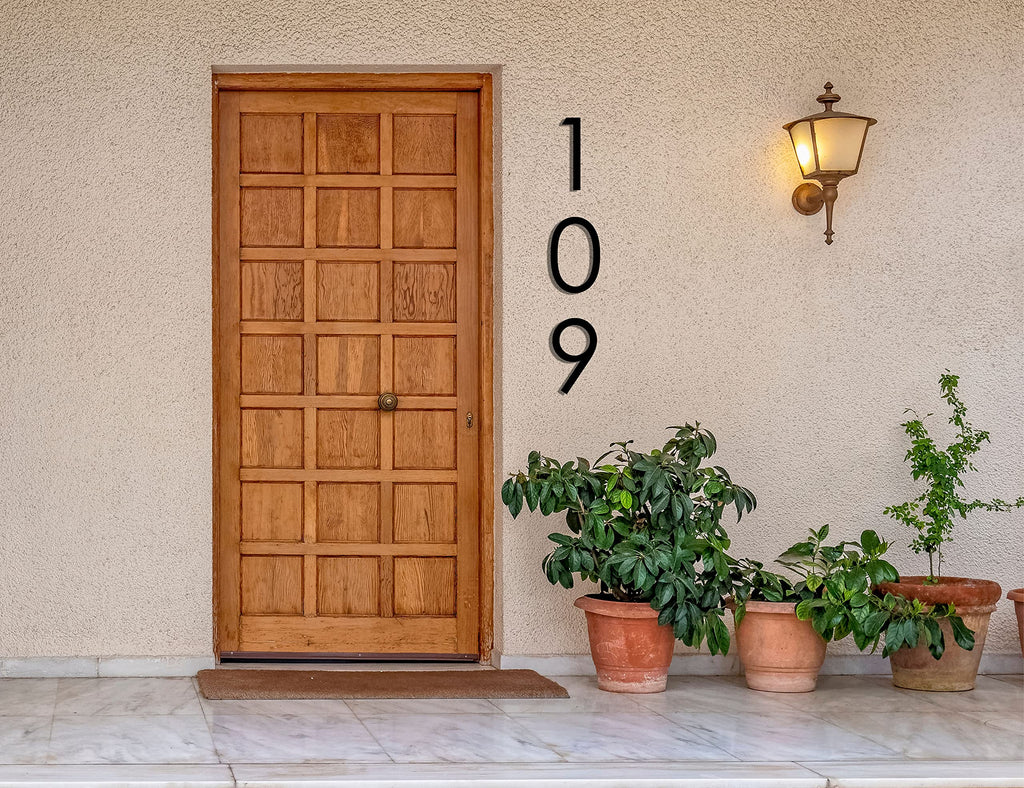 12 Inch Modern Floating House Numbers for Outside | Large Metal House Numbers for Outdoors | Black Coated Rust-Proof