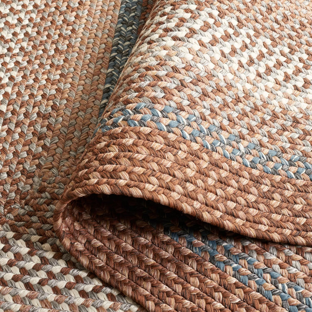 Braided Indoor/Outdoor Washable Oval Rug 7'x10', Brown BRD313A