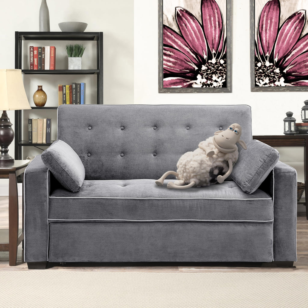 Ainsley 72.6" Convertible Sleeper Sofa, Queen Size, Dreamcoil Comfort, Soft Woven Fabric, Charcoal