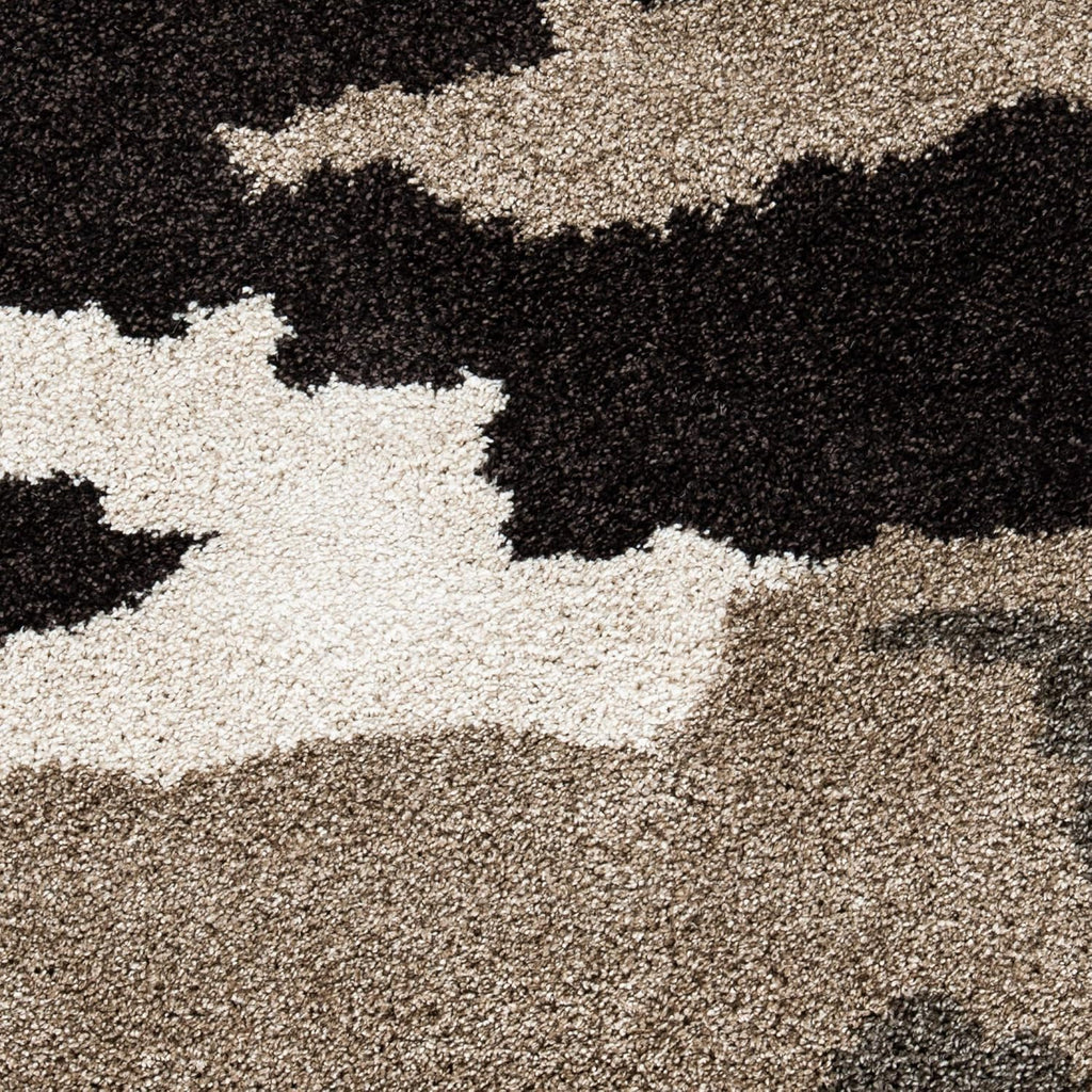 Florida Shag Collection Area Rug - 4' Square, Beige & Multi, Camouflage Design, Non-Shedding & Easy Care, 1.2-inch