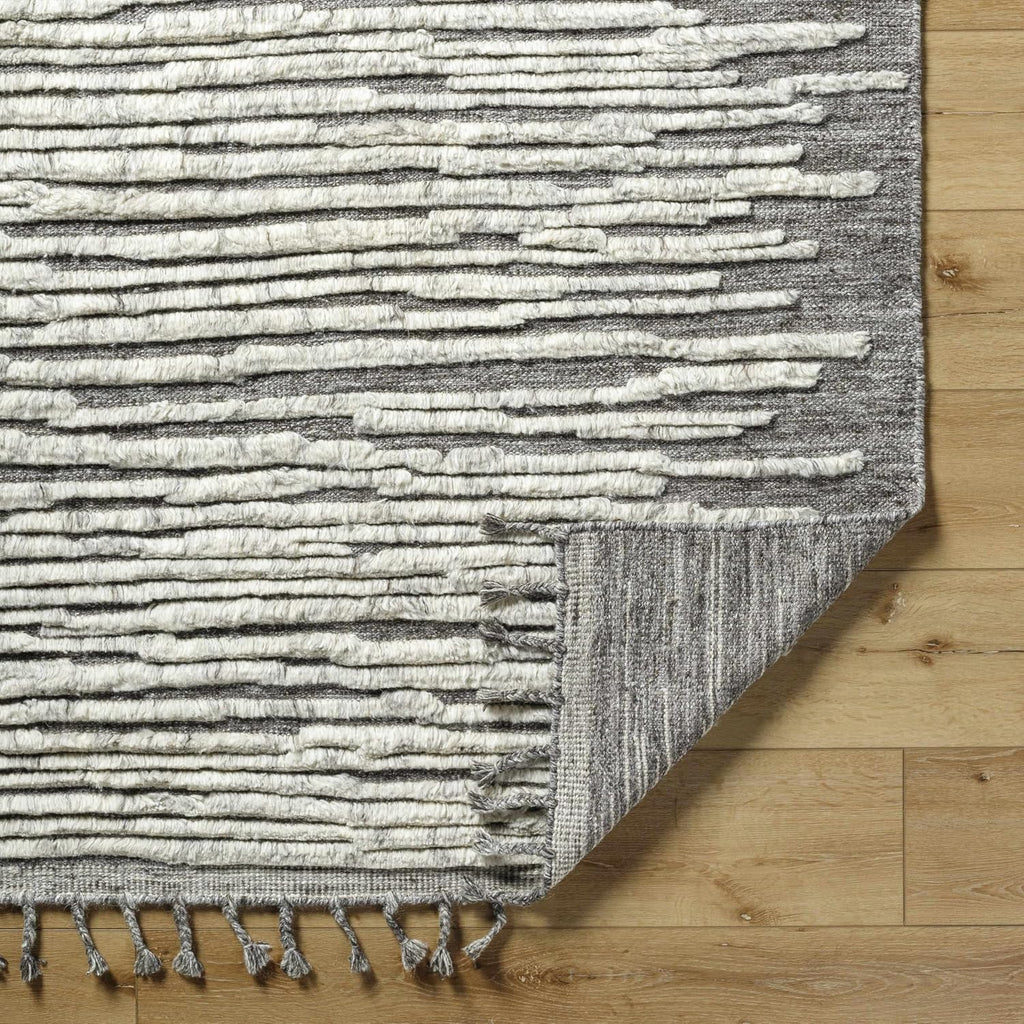 Mahaffey Wool Living Room, Bedroom Area Rug - Striped Abstract Distressed Faded - Bohemian Transitional Modern