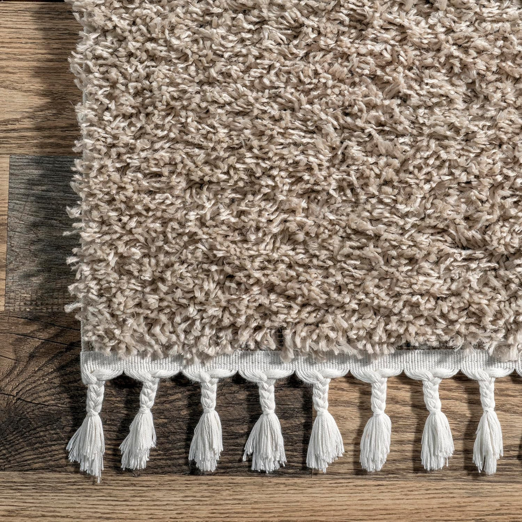 Neva Beige Solid Power Loomed Area Rug, 7' x 9'