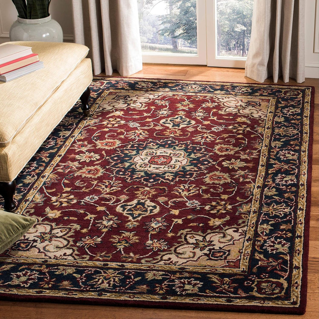 Classic 9' x 12' Burgundy / Navy Handmade Traditional Oriental Premium Wool Area Rug