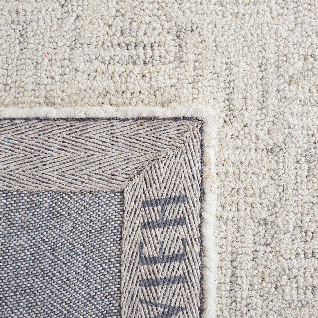Area Rug 8x10 - Micro-Loop - Large - Light Grey & Ivory, Handmade Wool