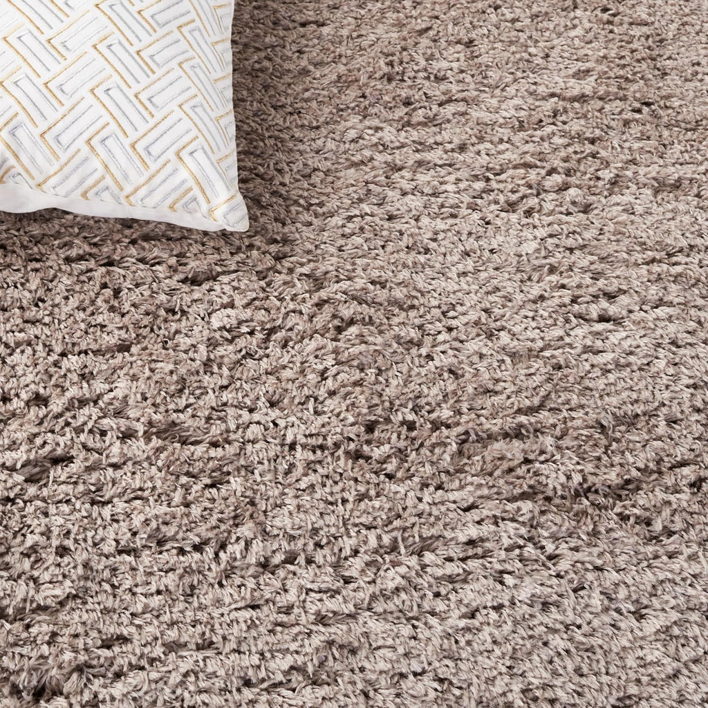 Polar Shag Collection Area Rug - 3' Square, Mushroom, Solid Glam Design, Non-Shedding & Easy Care, 3-inch Thick Ideal