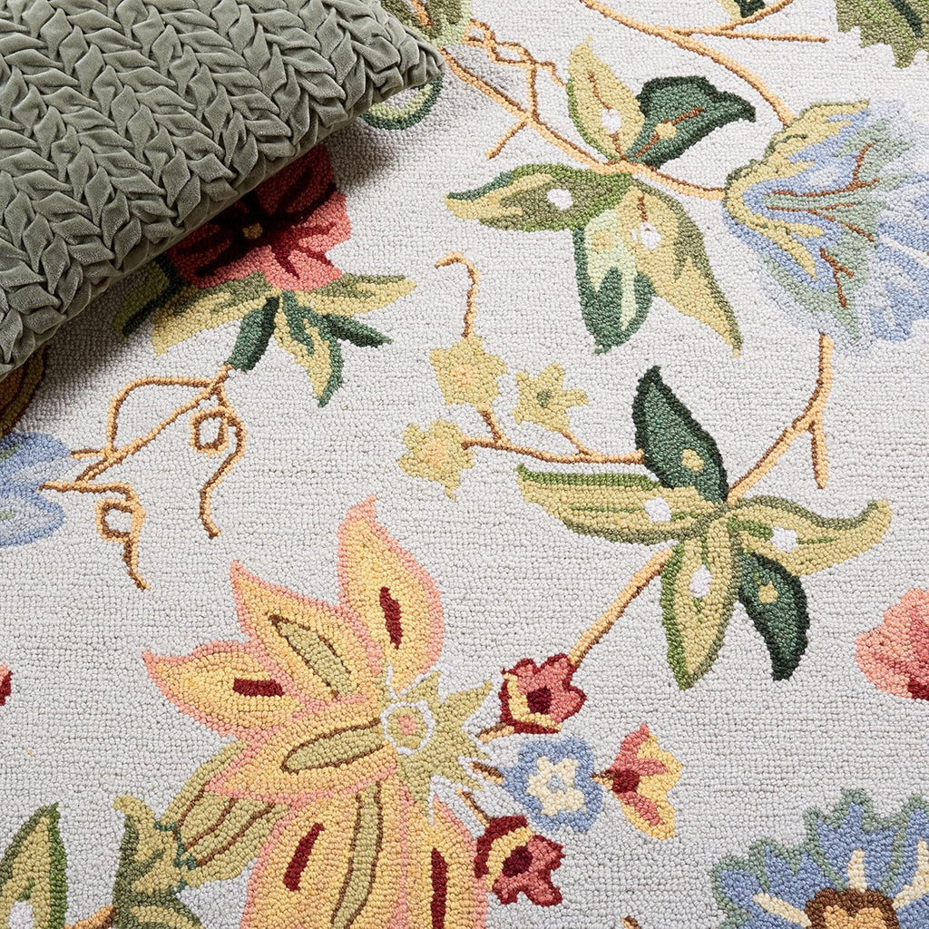 Area Rug 8x10 - Chelsea - Large - Grey, Hand-Hooked French Country Floral Wool