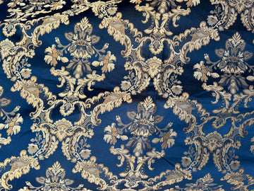Damask Brocade, victorya Classic Fabric 110" Wide, Sold by Yard, in Yards continouos. (Peacock Blue)