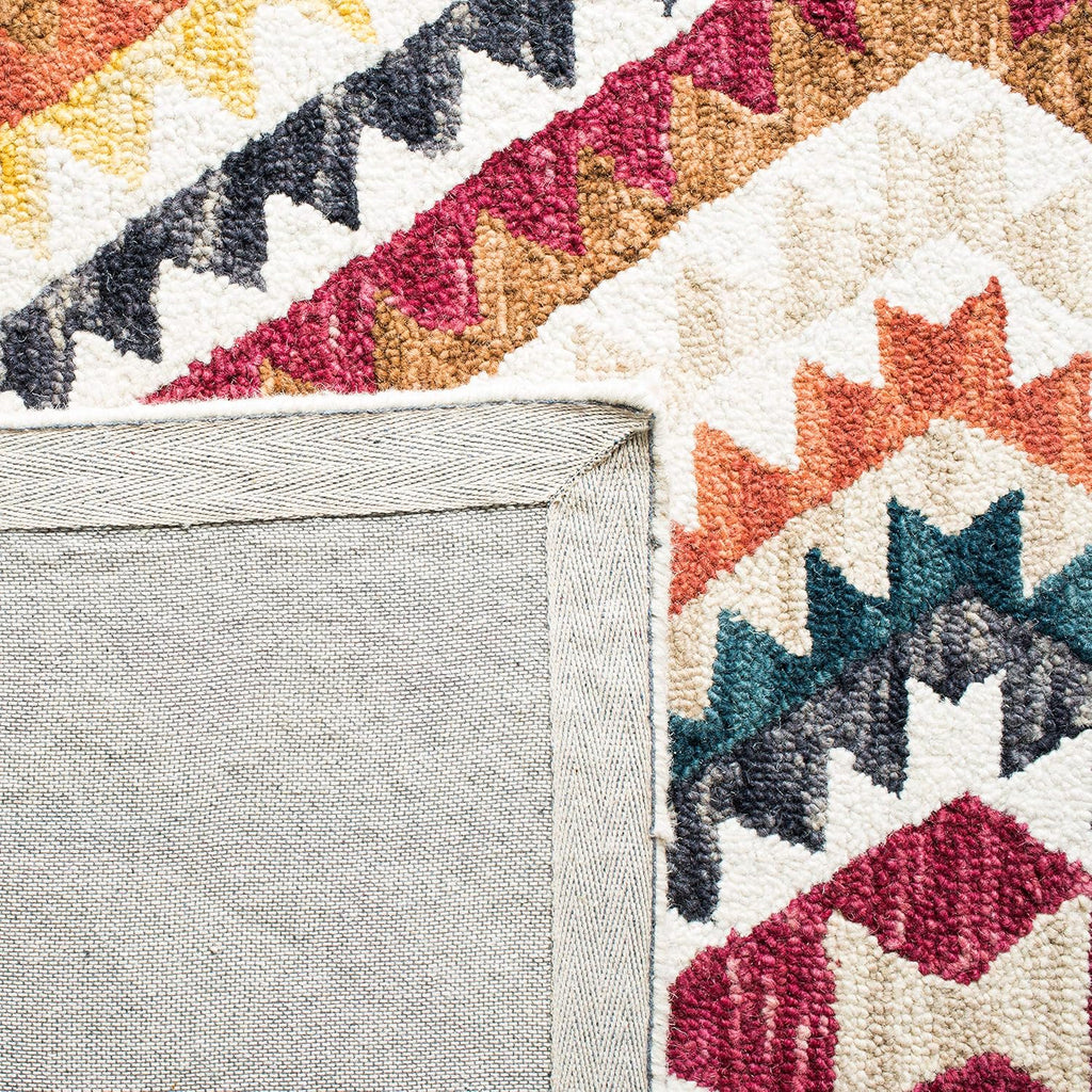 Aspen Collection Accent Rug, Rust & Ivory, Handmade Moroccan Boho Tribal Wool, Ideal for High Traffic Areas