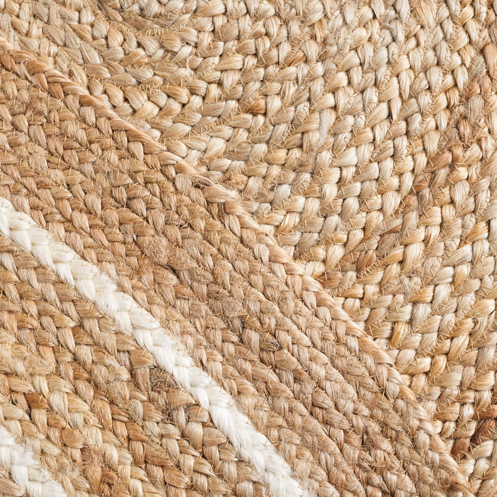 Natural Fiber Collection Area Rug - 6' Round, Natural & Ivory, Flat Weave Farmhouse Border Jute Design, Ideal for