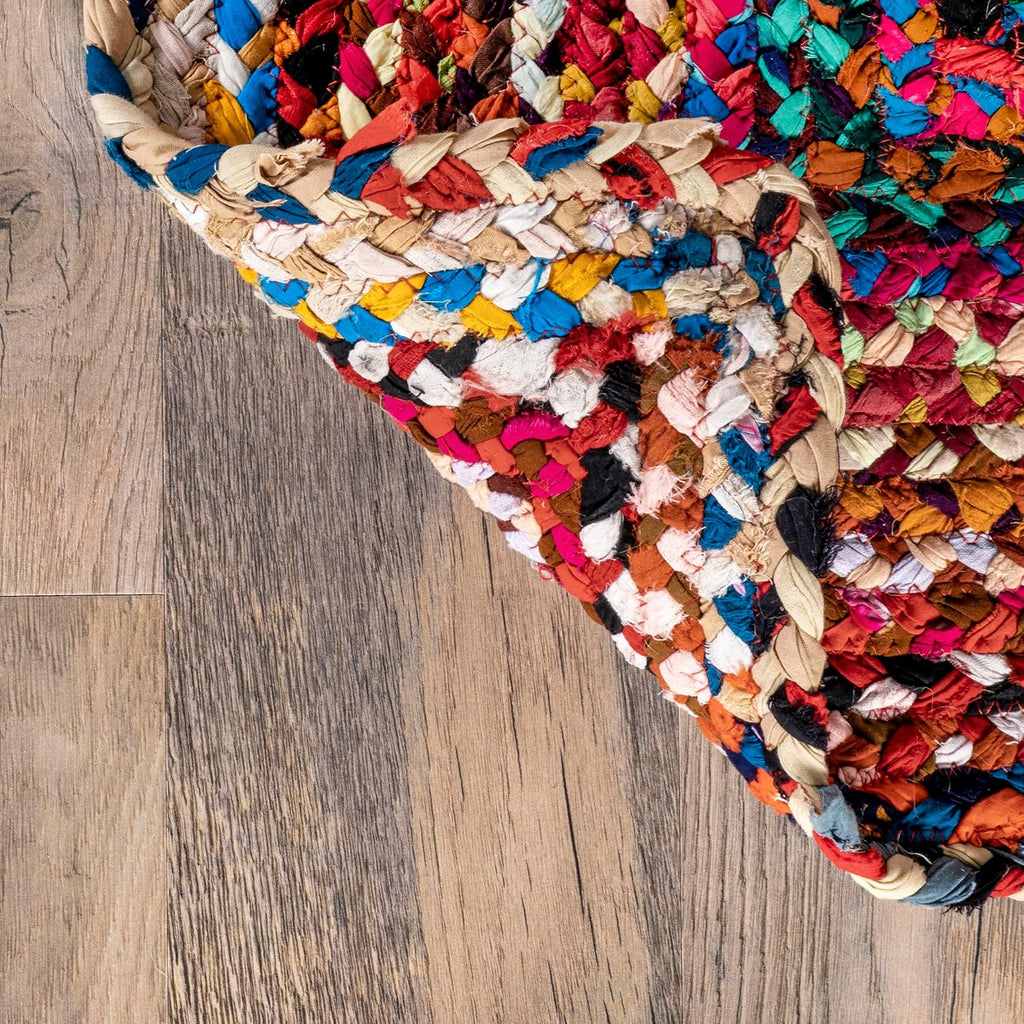 Tammara Multicolor Ombre Braided Area Rug, Oval 5' x 8' | Tammara Ombre Oval 5' x 8' Area Rug Bedroom Dining Room
