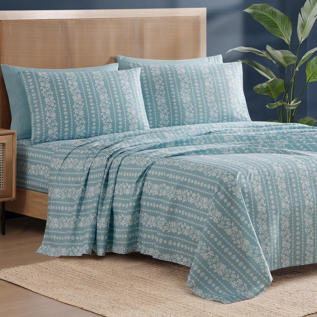 6-Pc Sheet Set with Cooling Pillowcases, Coastal Stripe
