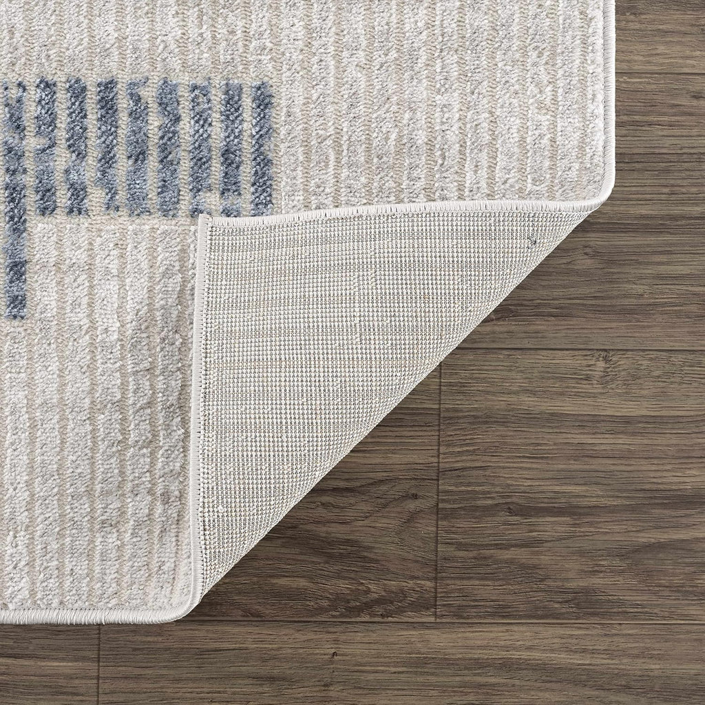 Brisa Living Room, Bedroom Area Rug - Striped Abstract Geometric Broken Tile - Contemporary Modern Minimalist