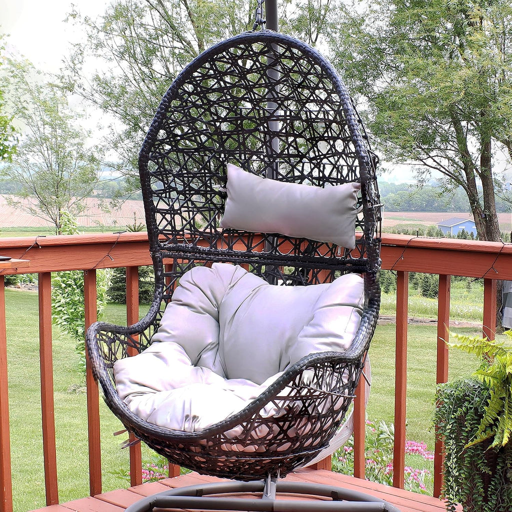 Cordelia Egg Chair with Cushions -Resin Wicker Hanging Chair with 265-Pound Weight Capacity - Hanging Swing Includes