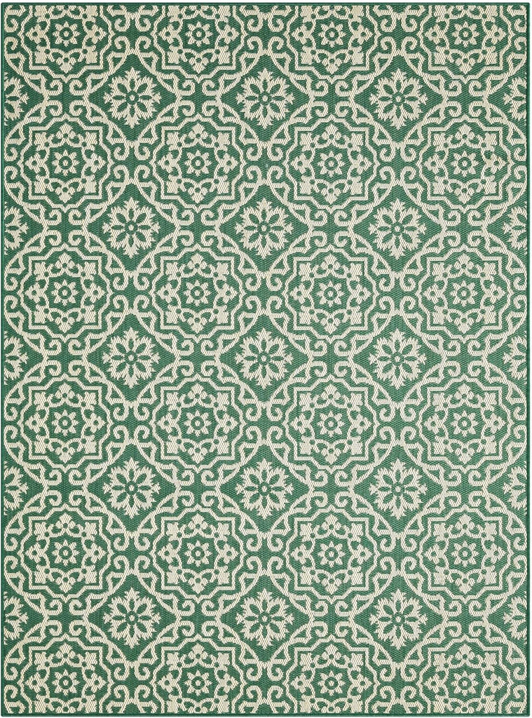 Patio Country Danica Transitional Geometric Indoor/Outdoor Area Rug, Green/Beige, 5'2"x7'2"