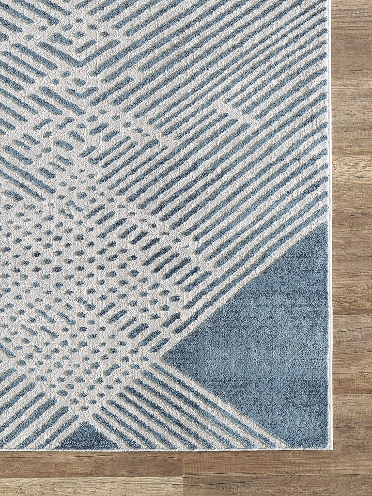 Rugs Blue & Beige Diagonal Lines Area Rug Modern Style, Vista Collection | Turkish Made Superior Comfort &