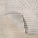 Y Hallie High-Low Curve Ivory/Cream Indoor/Outdoor Area Rug, 8x10, Minimalist, Japandi, Pet Friendly