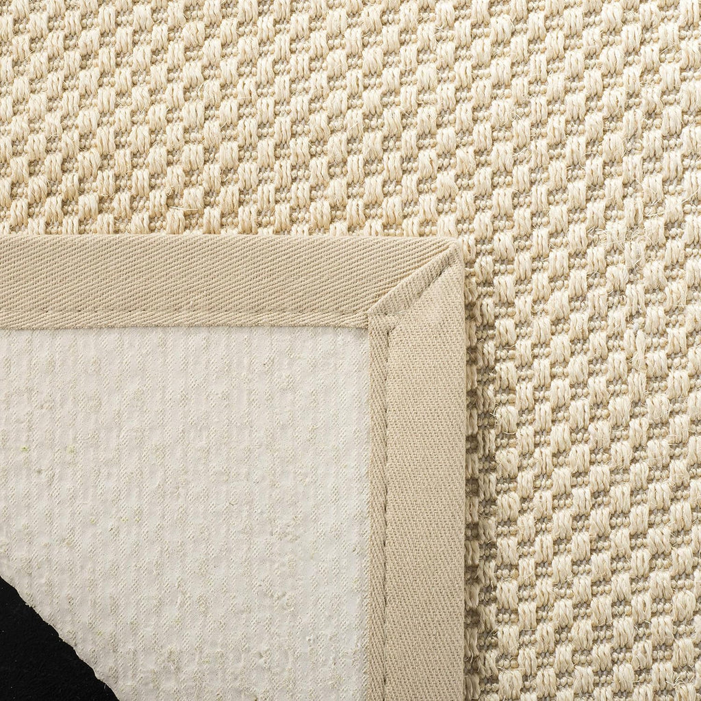 Natural Fiber Collection Area Rug - 10' Square, Ivory & Light Beige, Border Sisal Design, Easy Care, Ideal for High