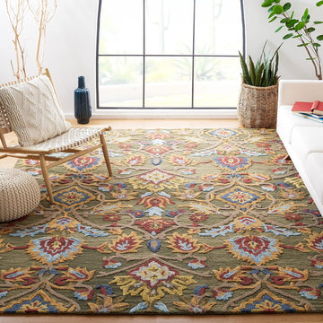 Blossom 10' x 14' Green/Multi Handmade Premium Wool Area Rug