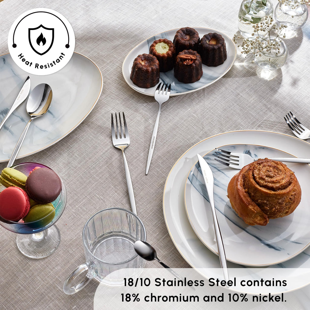 Lizbon - 18/10 Stainless Steel Silverware Set for 12, 60 Piece Heavy Duty Flatware Set, Dishwasher Safe Modern