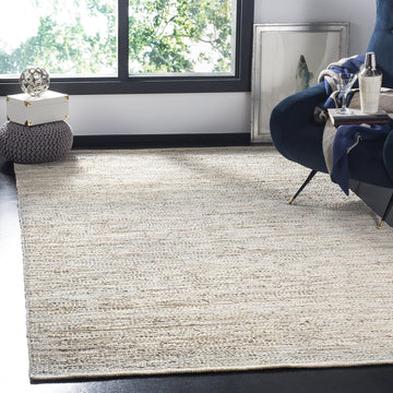 Vintage Leather Collection Area Rug - 6' Square, Beige, Handmade Leather, Ideal for High Traffic Areas (VTL105B)