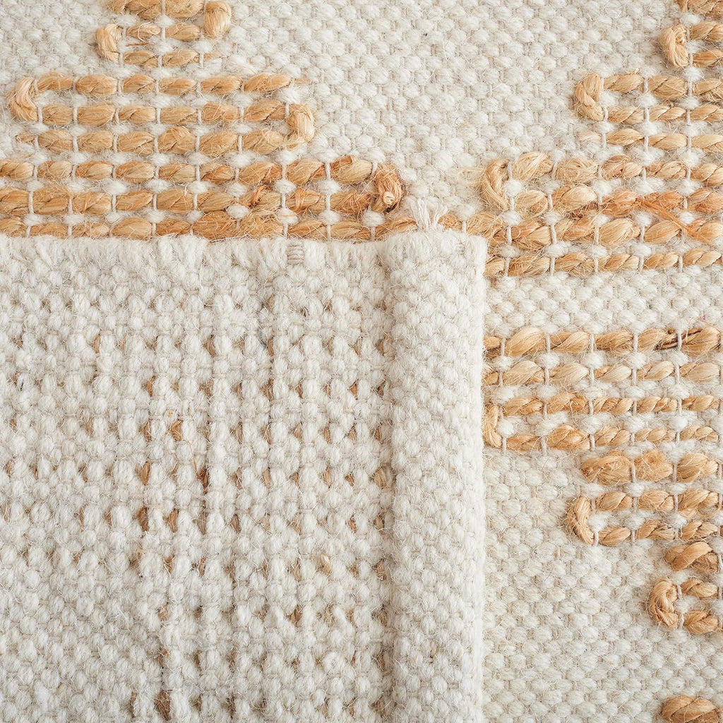 Natural Fiber Collection Area Rug - 6' Square, Ivory & Natural, Handmade Farmhouse Jute & Wool, Ideal for High