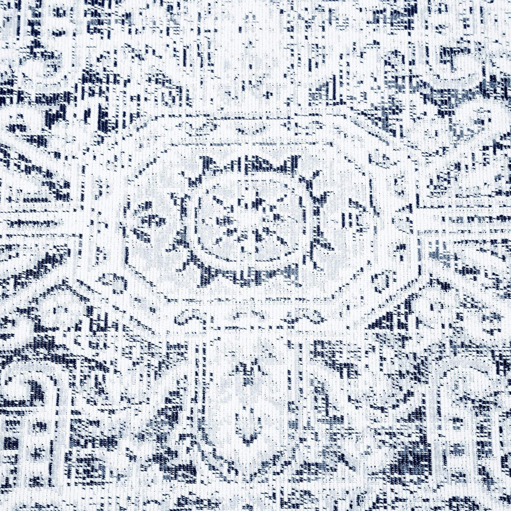 Patio Sofia Fleur Transitional Medallion Indoor/Outdoor Area Rug, Navy Blue/Aqua, 5'2"x7'2"