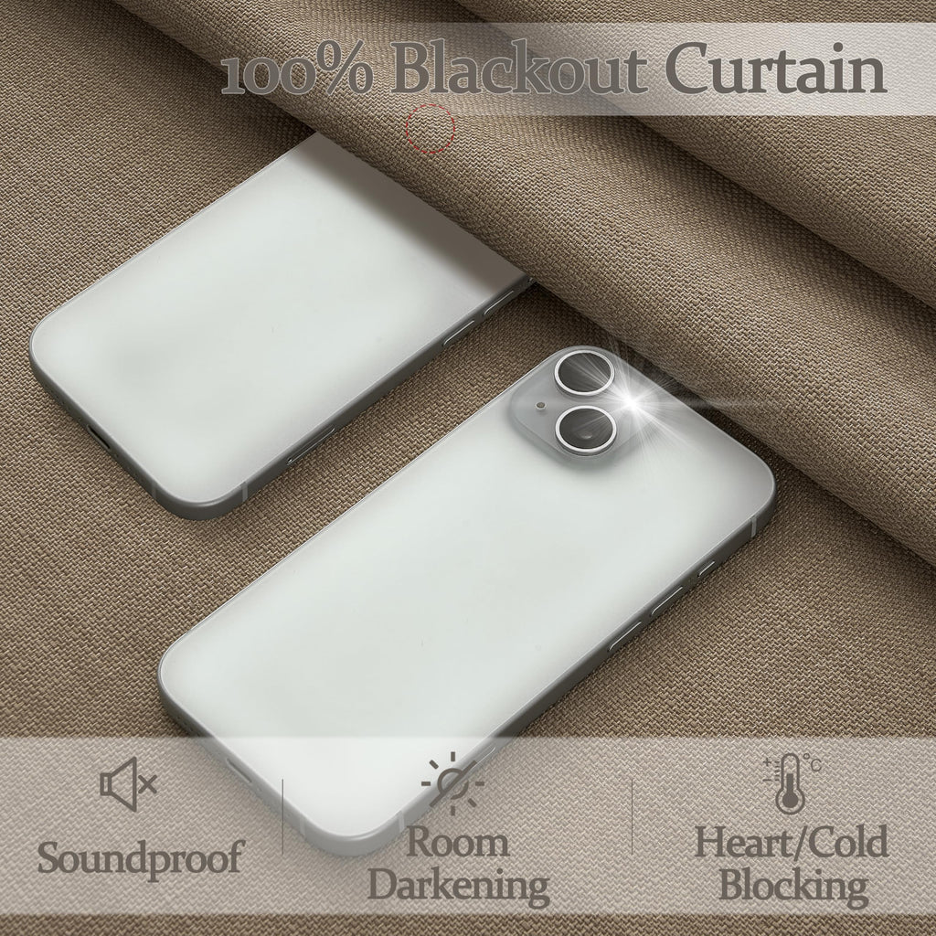 Linen Blackout Extra Short Kitchen Curtains 45 Inch Length, Memory Trained Pinch Pleated Thermal Small Cafe Curtain