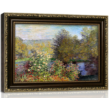 Vintage Framed Monet Canvas Wall Art Impressionist Garden Landscape Wall Decor Colorful Floral Painting Picture