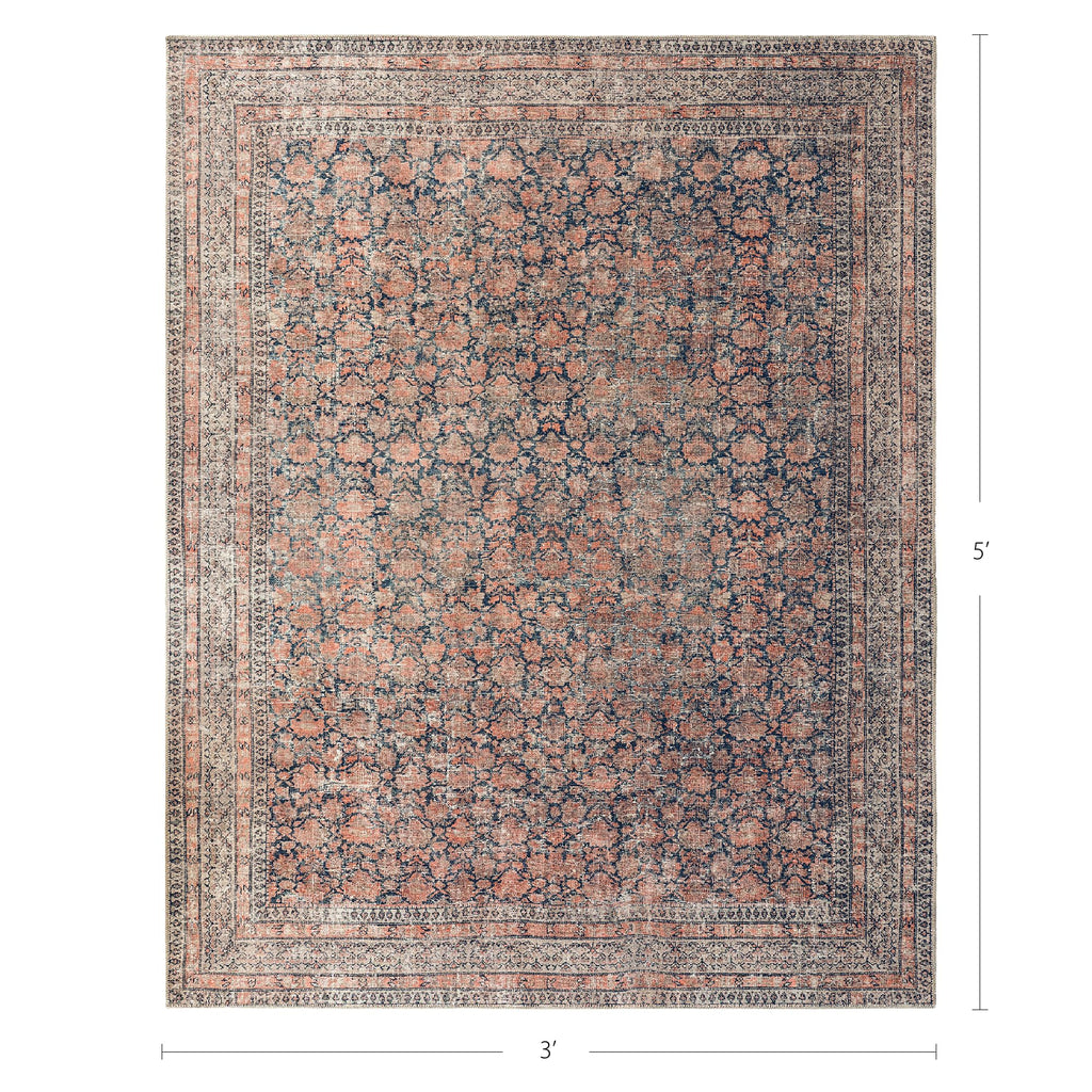 Rustica Terracotta & Black Accent Rug - Persian-inspired design