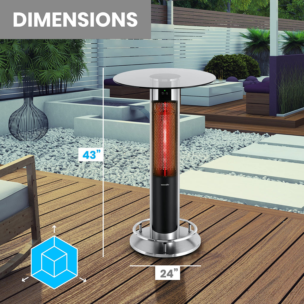 Infrared Patio Heater, Electric Patio Heater for Indoor/Outdoor Use, Portable Table Heater with Remote Control, 1500
