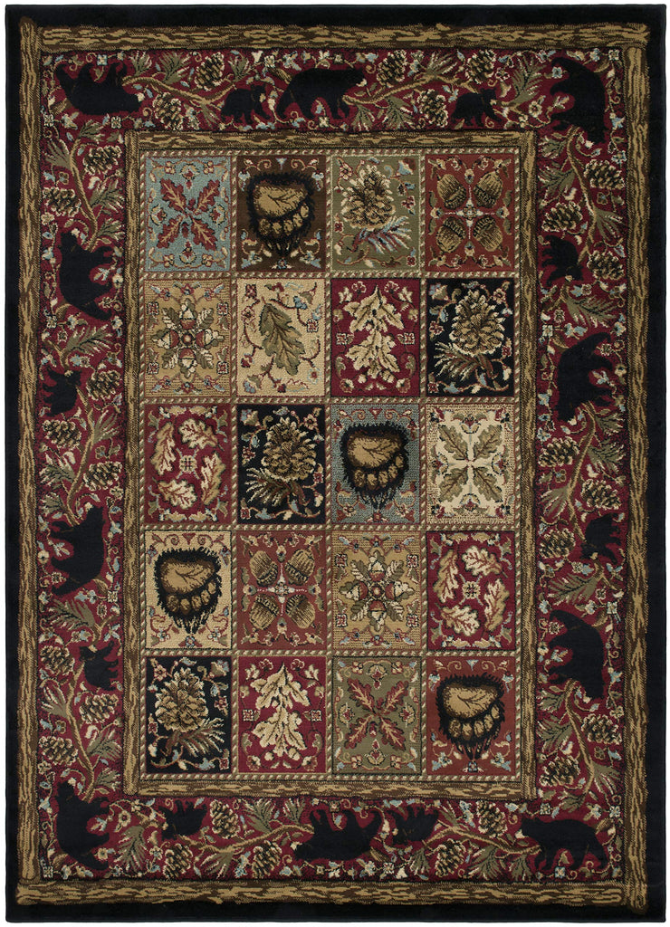 Rustic Lodge Persian Black Area Rug, 2' 7
