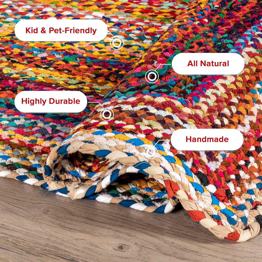 Tammara Multicolor Ombre Braided Area Rug, 3' x 5' | Tammara Ombre 3' x 5' Accent Rug Bedroom Dining Room Entryway