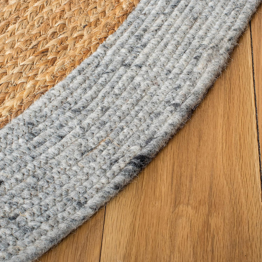 Braided Oval Rug, Wool Grey & Brown BRD910C