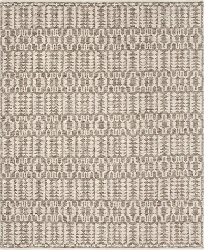 Area Rug - Kilim Collection - Large - Ivory & Grey, Handmade Flat Weave Wool, Ideal, Dining Space (KLM352A)